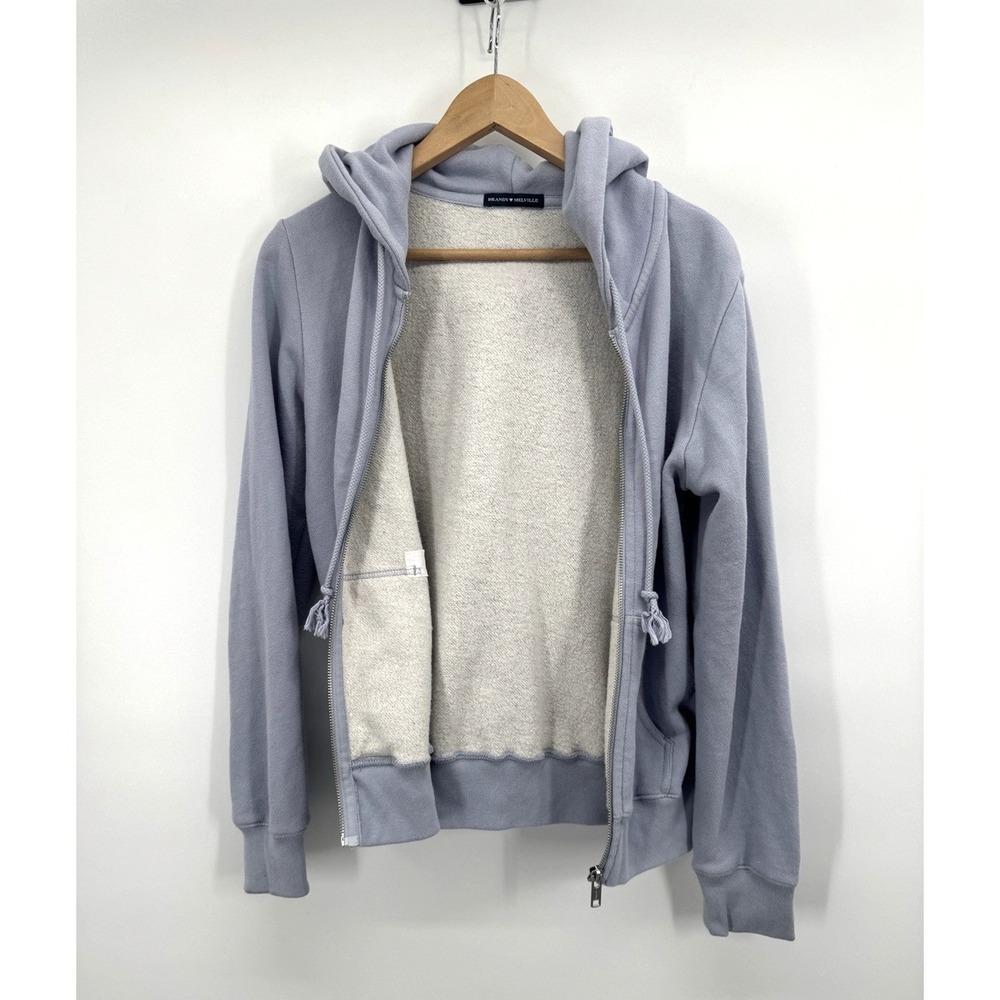 Brandy Melville Womens Hoodie Full Zip Cottage Preppy Loungewear Layers Beachy